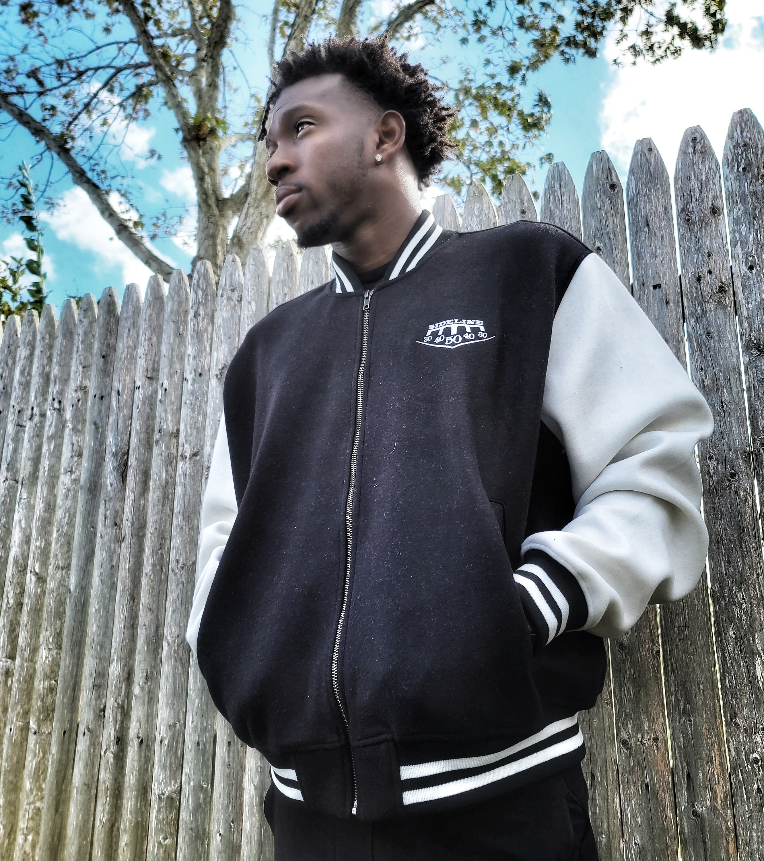ANCELLM　SIDE SLIT VARSITY JACKET　black ANCELLM - [ラスト1点] SIDE SLIT VARSITY JACKET/BLACK | NapsNote